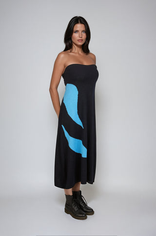 LEAFLINE - Set of long skirt and short-sleeved sweater in double-threaded cashmere - Structure in flowing form