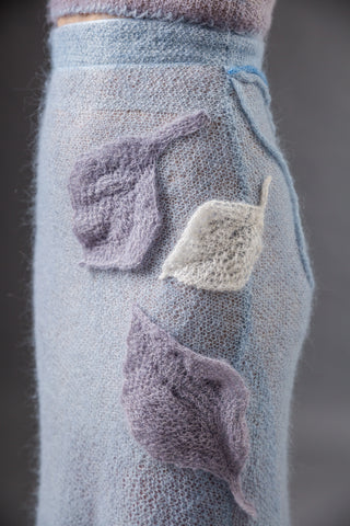 SKY WHISPER - Skirt made of alpaca and silk with hand-applied leaf ornaments - Subtle transparency with structure