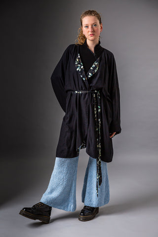 BLUE BLOOM - Set of trousers in alpaca and silk and reversible jacket in cotton - Two-sided style
