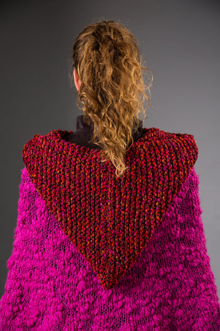 MAGMA - Set of poncho and long arm warmers in merino wool and silk - Sculptural statement made of knit
