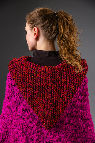 MAGMA - Set of poncho and long arm warmers in merino wool and silk - Sculptural statement made of knit