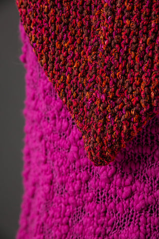 MAGMA - Set of poncho and long arm warmers in merino wool and silk - Sculptural statement made of knit