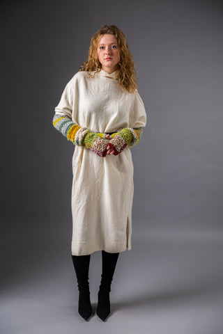 MOSAIC - Arm warmers made of merino wool, alpaca and silk - Sculptural protection up to the upper arm