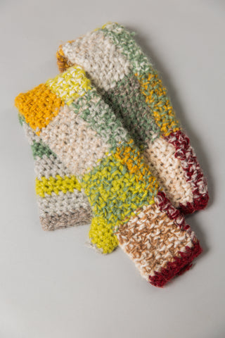 MOSAIC - Arm warmers made of merino wool, alpaca and silk - Sculptural protection up to the upper arm